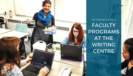Clare Bermingham, Writing Centre director, serves coffee and Timbits at a writing session for graduate students.